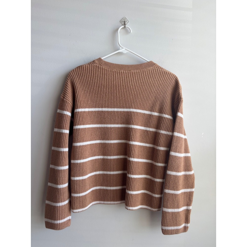 Gap Tan Striped Sweater Women Medium - Picture 2 of 7